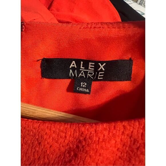 Alex Marie Women 12 Oversized Sleeve Lillian Dress Solid Hot Red Knee Length New - Picture 10 of 11